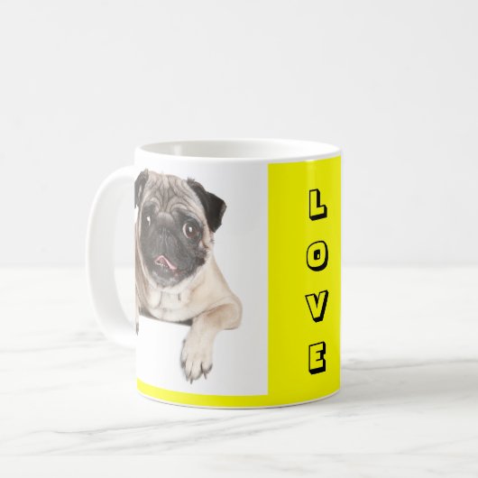 Love Pug Puppy Dog Coffee Cup Mok (Voorkant links)