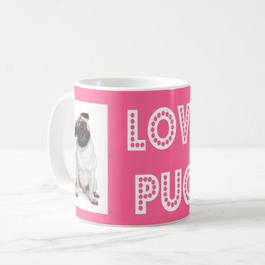 Love Pug Puppy Dog Coffee Mok (Voorkant links)