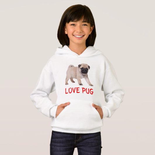 Love Pug Puppy Dog Girls Sweatshirt (Voorkant volledig)