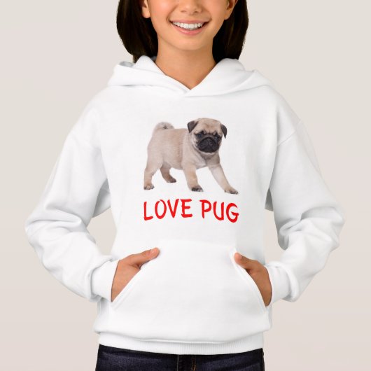 Love Pug Puppy Dog Girls Sweatshirt (Voorkant)