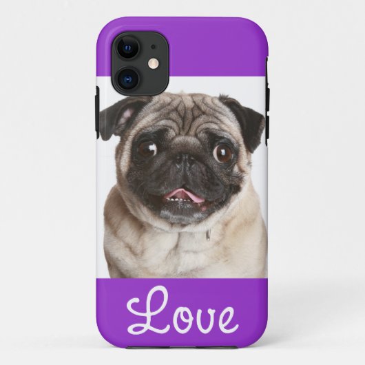 Love Pug Puppy Dog Paarse iPhone 5 Hoesje Hoesje (Achterkant)