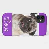 Love Pug Puppy Dog Paarse iPhone 5 Hoesje Hoesje (Achterkant (horizontaal))