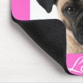 Love Pug Puppy Dog Portrait Pink Mousepad Muismat (Hoek)