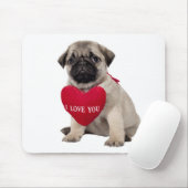 Love Pug Puppy Dog with Heart Mousepad Muismat (Met muis)