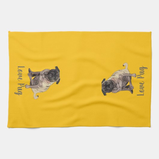 Love Pug Theedoek (Horizontaal)