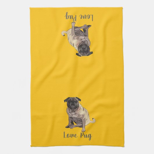 Love Pug Theedoek (Verticaal)