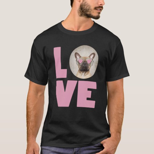 LOVE Pug wearing Heart Glasses Cute Pug Valentines T-shirt (Voorkant)