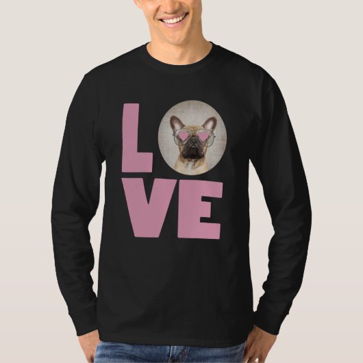 LOVE Pug wearing Heart Glasses Cute Pug Valentines T-shirt (Voorkant)