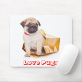 Love Pugs, Pug Puppy Dog in a Gift Bag Mousepad Muismat (Met muis)