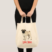 Love Pugs Puppy Dog Canvas Grocery Totebag Tote Bag (Voorkant (product))