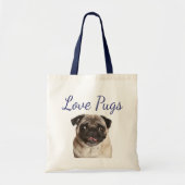Love Pugs Puppy Dog Canvas Totebag Tote Bag (Voorkant)
