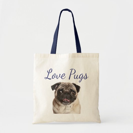 Love Pugs Puppy Dog Canvas Totebag Tote Bag (Voorkant)