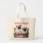 Love Pugs Puppy Dog in a Wooden Crate Barrel Tas (Voorkant)