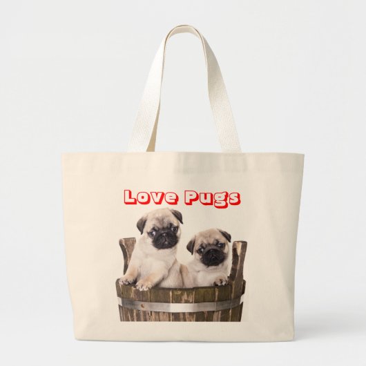 Love Pugs Puppy Dog in a Wooden Crate Barrel Tas (Voorkant)