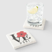 LOVE Puhi Hawaii Red Hibiscus Stenen Onderzetter (Zijkant)