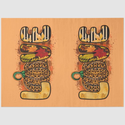 Love Pumpkin Autumn Customize Color Tissue Paper Tissuepapier (Voorkant)