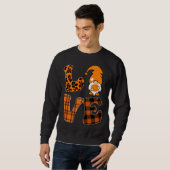 LOVE Pumpkin Gnome Herfst Herfst Luipaard Plaid Ch Trui (Voorkant volledig)