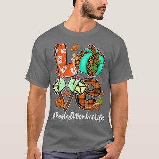 LOVE Pumpkin Leopard Postal Worker Life Herfst T-shirt