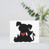 Love Puppy and Kitten Silhouette Briefkaart (Staand voorkant)