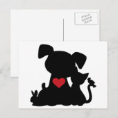 Love Puppy and Kitten Silhouette Briefkaart (Voorkant / Achterkant)
