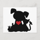 Love Puppy and Kitten Silhouette Briefkaart (Voorkant)
