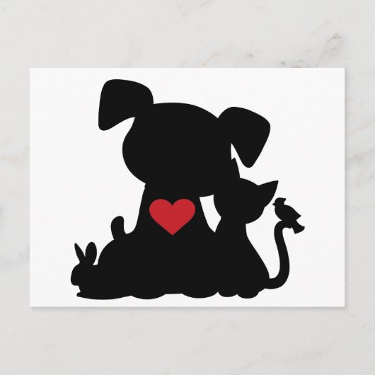 Love Puppy and Kitten Silhouette Briefkaart (Voorkant)