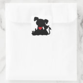 Love Puppy and Kitten Silhouette Vierkante Sticker (Tas)