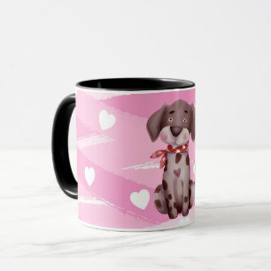 "LOVE PUPPY" MET PINK EN WITTE HARTEN MOK