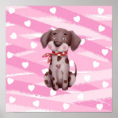 "LOVE PUPPY" MET PINK EN WITTE HARTEN POSTER (Voorkant)