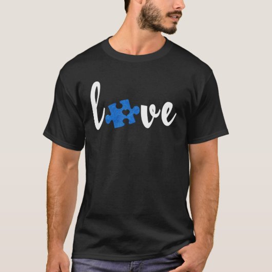 LOVE Puzzle Pieces Heart Autism Awareness     1 T-shirt (Voorkant)