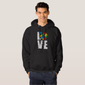 LOVE Puzzle Pieces Heart Autism Awareness Hoodie (Voorkant volledig)