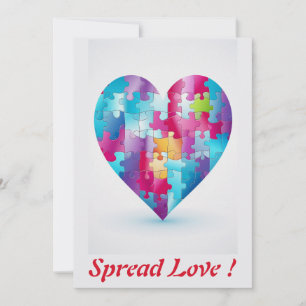 Love Puzzle Regenboog Hart 3 Persoonlijk Feestdagenkaart