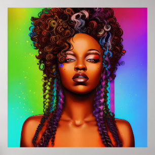 Love Queen Rainbow Schattige Haar Zwart Melanine A Poster