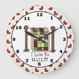 Love Quilting cartoon wall klok