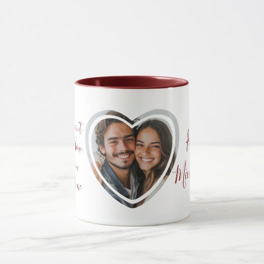 Love Quote Aangepaste namen in hartvormige foto ro Mok (Midden)