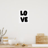 Love Quote Art|Modern Paint Monochrome Simple Poster (Keuken)