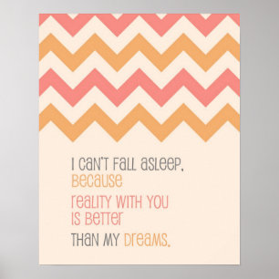 Love quote art print Chevron patroon koral
