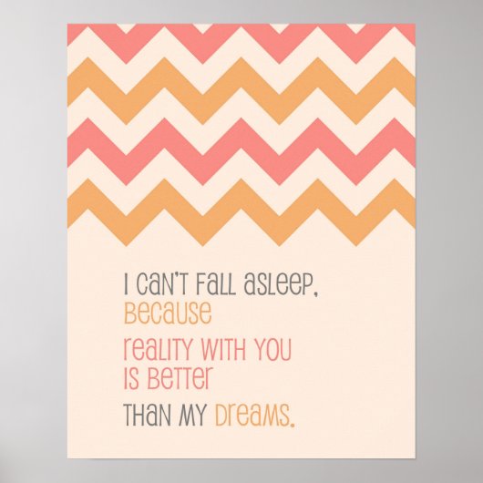 Love quote art print Chevron patroon koral (Voorkant)