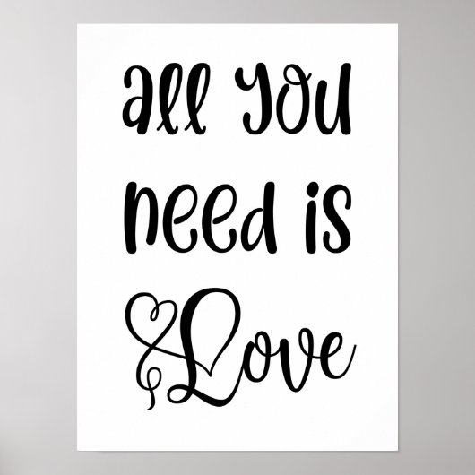 Love Quote Art|Romantic Monochrome Cute Typography Poster (Voorkant)
