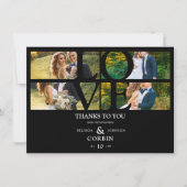 Love Quote Black Trendy Collage Wedding 4 Photos Bedankkaart (Voorkant)