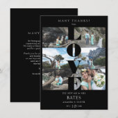 Love Quote Black Trendy Collage Wedding 6 Photos Bedankkaart (Voorkant / Achterkant)