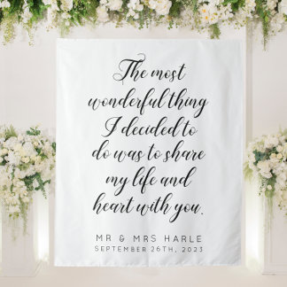 Love Quote Calligraphy Style Weddenschap Backdrop Wandkleed