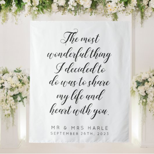 Love Quote Calligraphy Style Weddenschap Backdrop Wandkleed