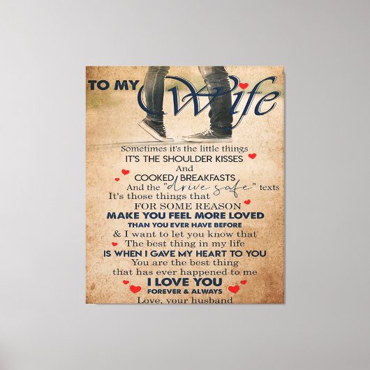 Love Quote for Wife, Wife Birthday, Weddenschap Co Canvas Afdruk (Voorkant)
