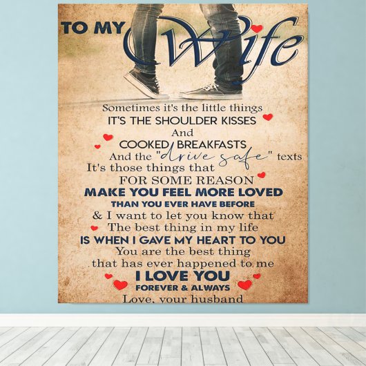 Love Quote for Wife, Wife Birthday, Weddenschap Co Canvas Afdruk (Insitu (Houten vloer))