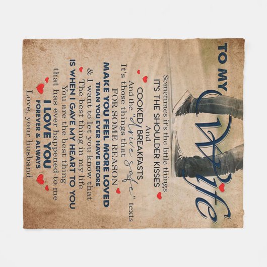 Love Quote for Wife, Wife Birthday, Weddenschap Co Fleece Deken (Voorkant (Horizontaal))