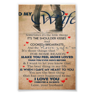 Love Quote for Wife, Wife Birthday, Weddenschap Co Foto Afdruk
