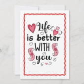 Love Quote Hand Drawn Valentine Card Red Black  Feestdagenkaart (Voorkant)