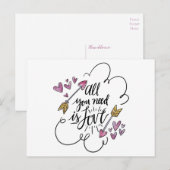 Love Quote Hearts Arrows Paarse bruiloft Briefkaart (Voorkant / Achterkant)