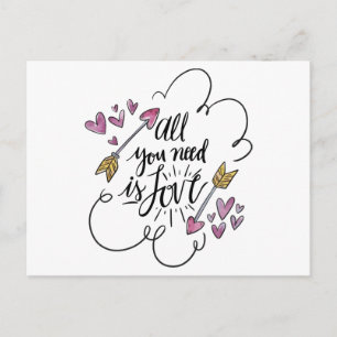 Love Quote Hearts Arrows Paarse bruiloft Briefkaart